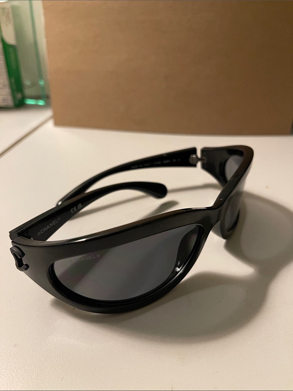 CHANEL Black Shield Sunglasses for Women